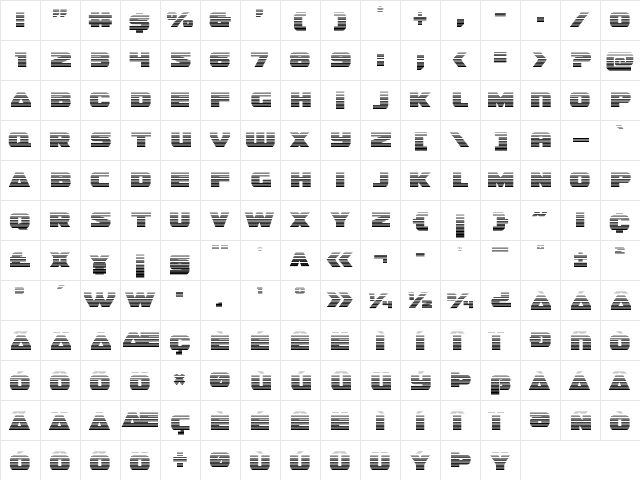 Guardian Gradient Regular  glyph index