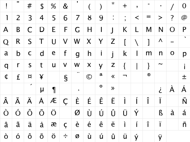 Saintgermain Sans Regular  glyph index