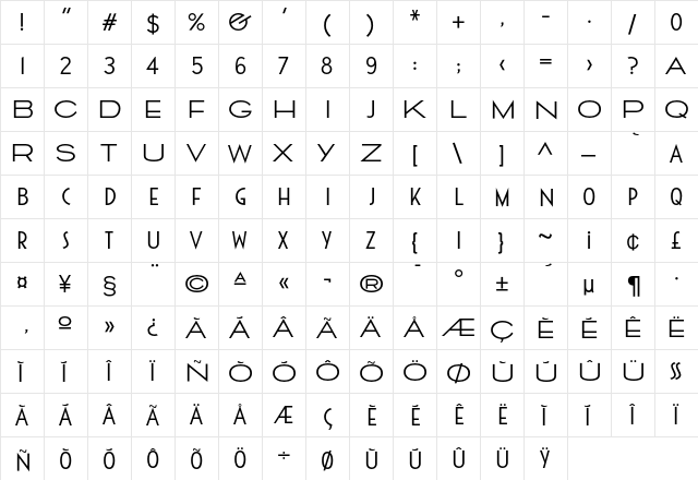 CassandraEF Regular  glyph index