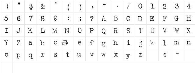 Foxy 1 Regular  glyph index