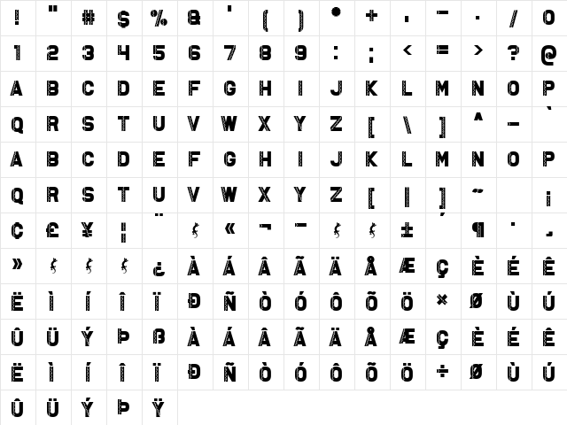 Ambystoma Mexicanum Regular  glyph index