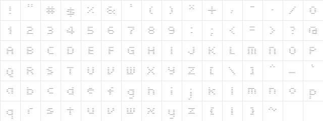 Cardew Three Light  glyph index