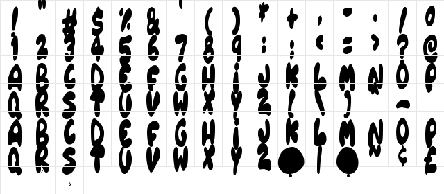 Balloonish Regular  glyph index