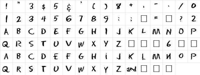 Granules Regular  glyph index