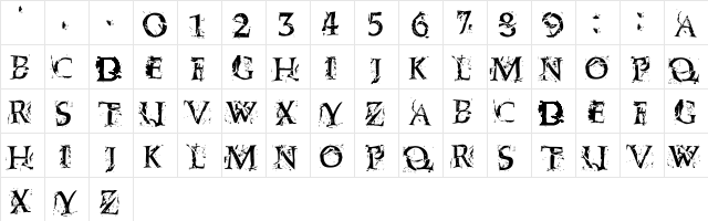 Blasphemy Regular  glyph index