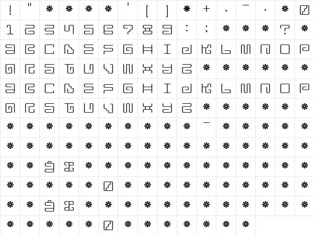 Iron Lounge Regular  glyph index