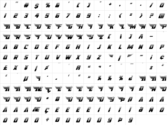 American Kestrel Halftone Regular  glyph index