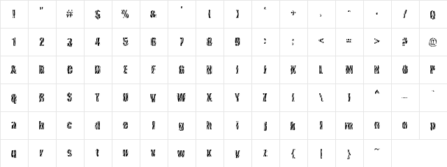 Cows In the U.S. Regular  glyph index