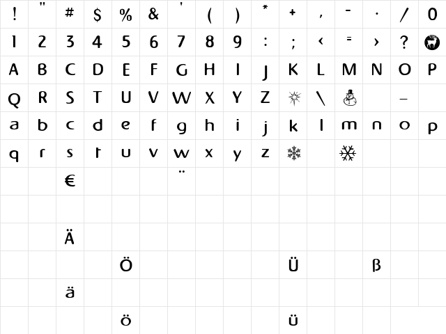 Napapiiri Regular  glyph index