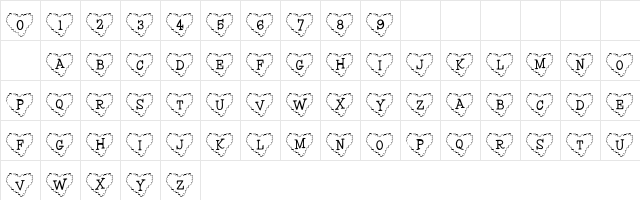 101! Cloudy HeartZ Regular  glyph index