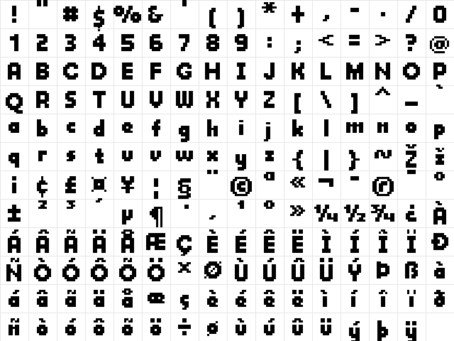 FFF Strawberry Regular  glyph index