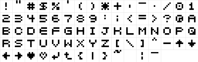5px2bus Regular  glyph index