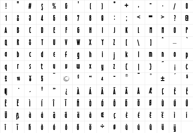 TFHotelmoderne Bold  glyph index