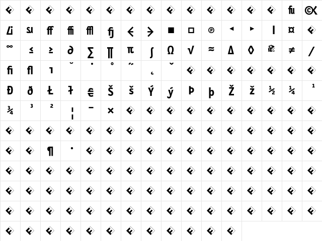 LetterGothicSlang BoldExpert  glyph index