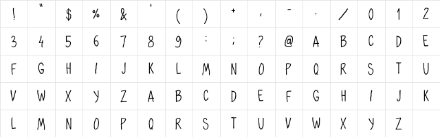 OhMaria Regular  glyph index