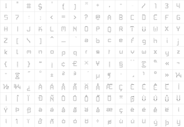 PF Mechanica B Pro Outline  glyph index