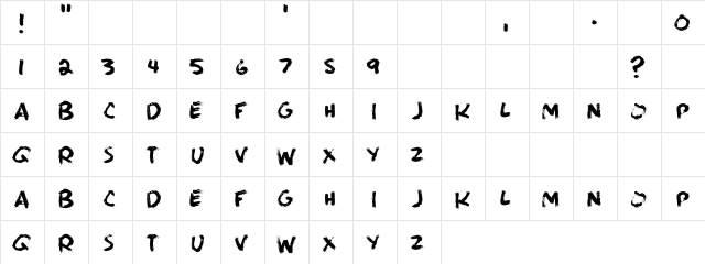 Brushie Brushie Regular  glyph index
