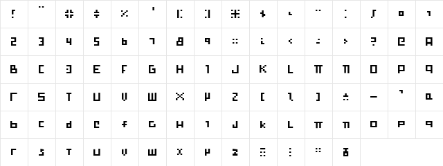 Pixelboy Regular  glyph index