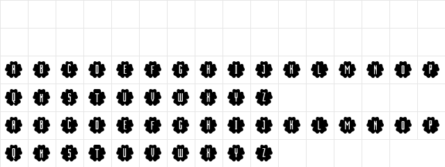 Flowerie Fonts Regular  glyph index