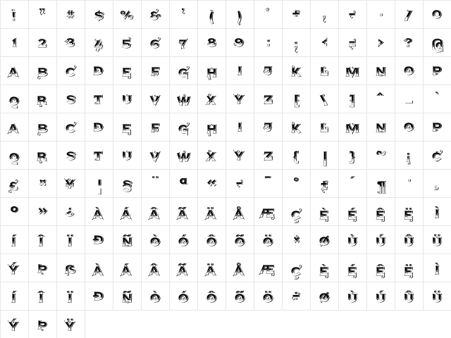 AgreloyS1 Regular  glyph index