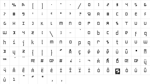 S Selfism Bold  glyph index