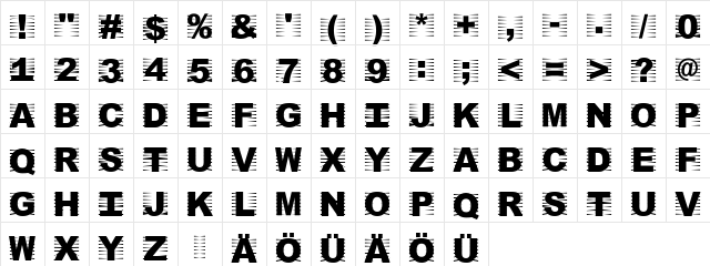 OszilloCapsFirst Regular  glyph index
