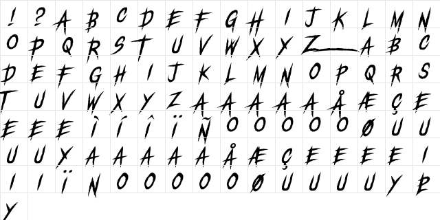 Earthen Parasite Slant DEMO Regular  glyph index