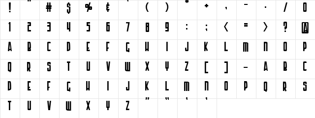 Armor Piercing Regular  glyph index