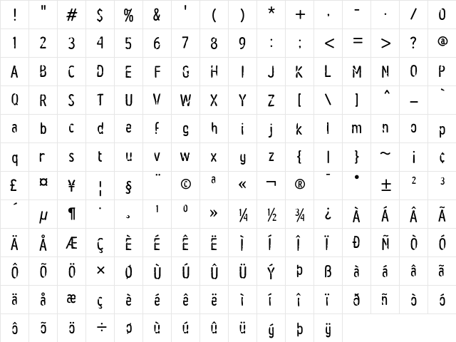 Bevel Broken  glyph index