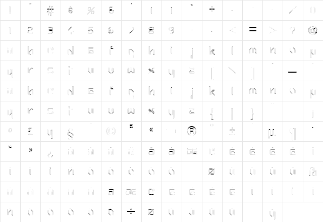 Hairpin Regular  glyph index