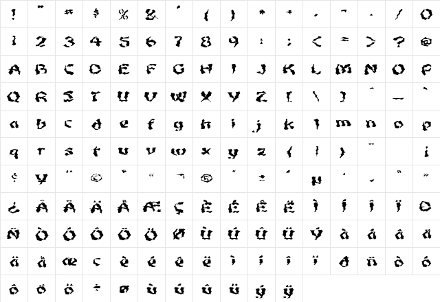 FZ WACKY 47 EX Normal  glyph index