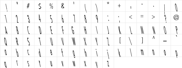 Froxy Kips Regular  glyph index