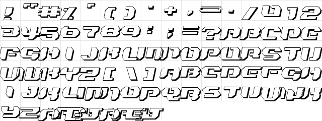 Bionic Kid Slanted 3d Regular  glyph index