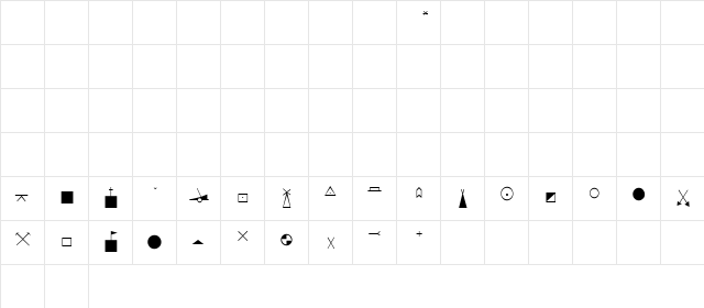 USGS Regular  glyph index