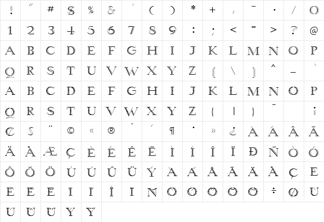 Wetetque Bold  glyph index