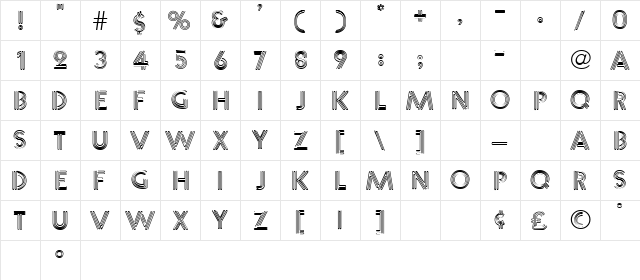 Zillah Normal  glyph index
