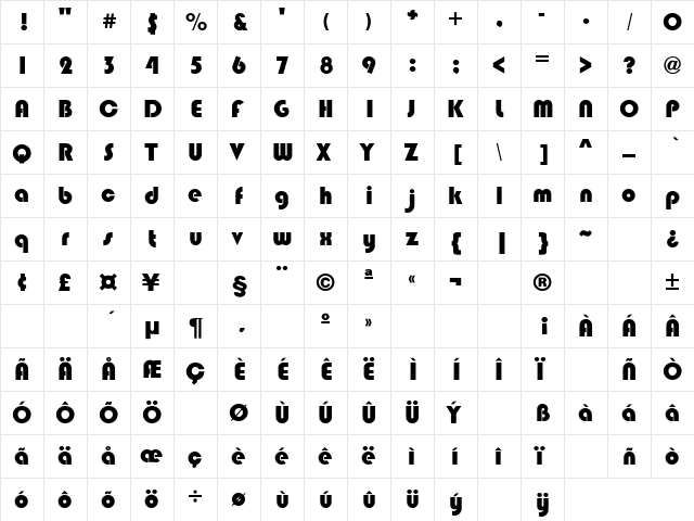 67 Regular  glyph index