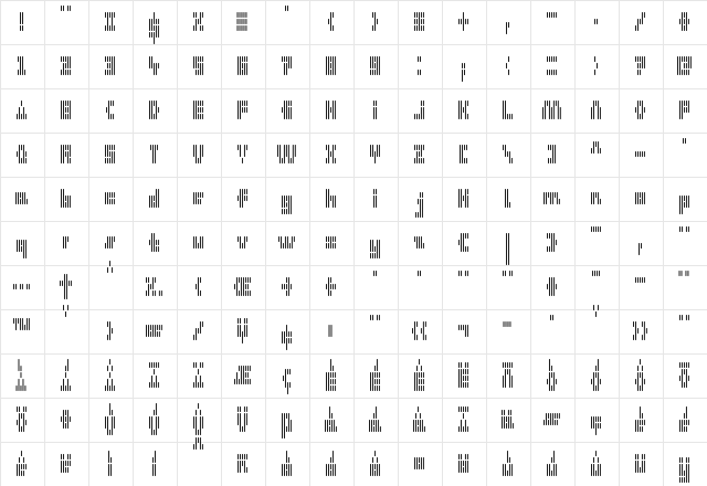 DS Okinami45R Regular  glyph index