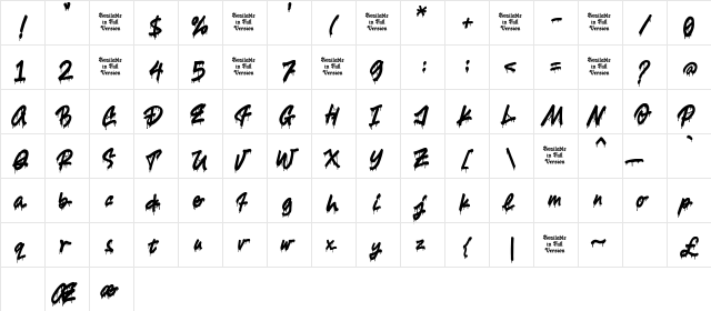 Slimy Drool Regular  glyph index