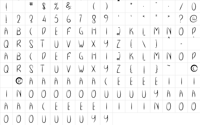 Cryspo Shoop Regular  glyph index