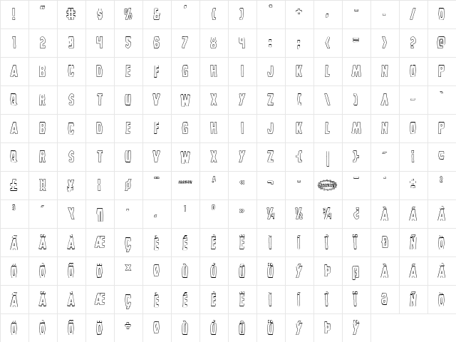 Grim Ghost Outline Regular  glyph index