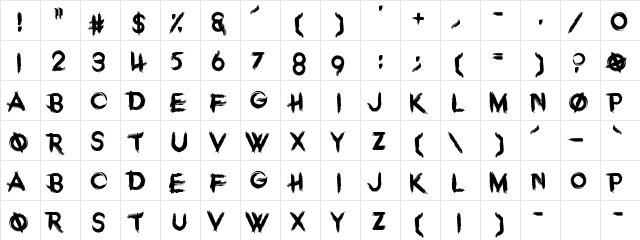 Overdose Sunrise Regular  glyph index