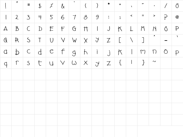 Doodle Kid Regular  glyph index