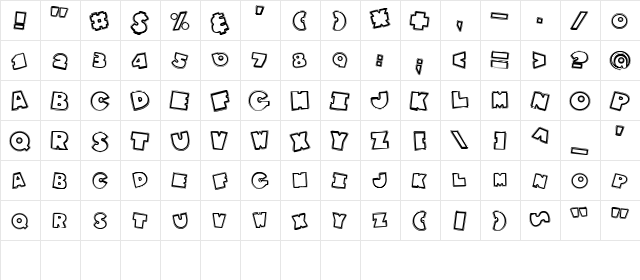Lindsay Hunky Chunky Funk Regular  glyph index