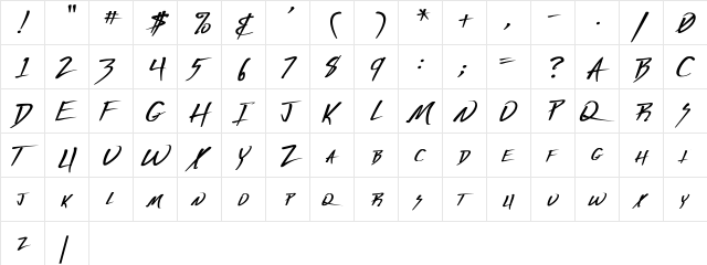 Vecker Bold Regular  glyph index
