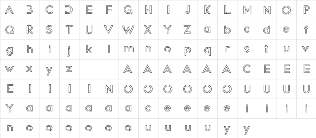 Myron Hector Demo Outline Regular  glyph index