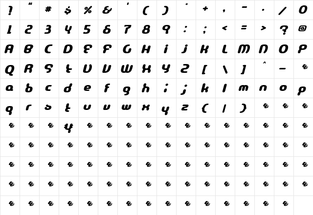 Escape Bold  glyph index