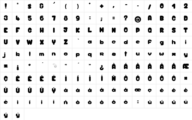Birdy Game Regular  glyph index