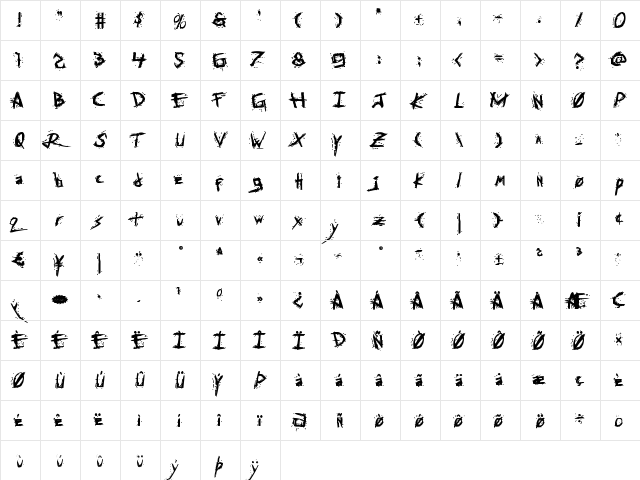 Assassin Nation Extra-Bold Extra-Bold  glyph index