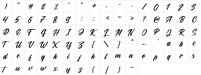 Larizo DEMO Regular  glyph index